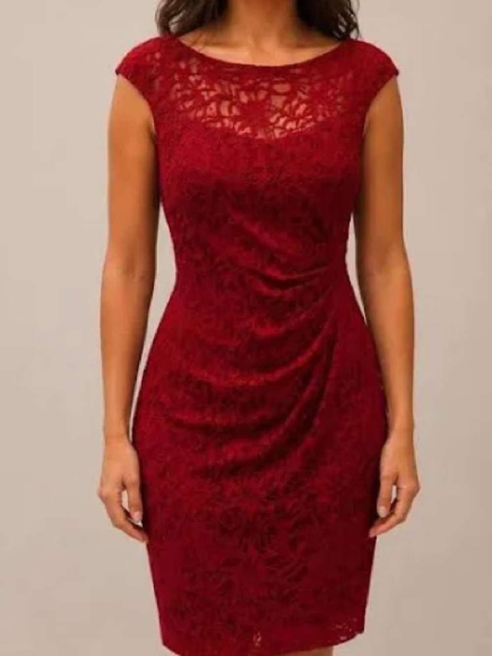 Lauren Ralph Lauren Burgundy Lace Midi Dress